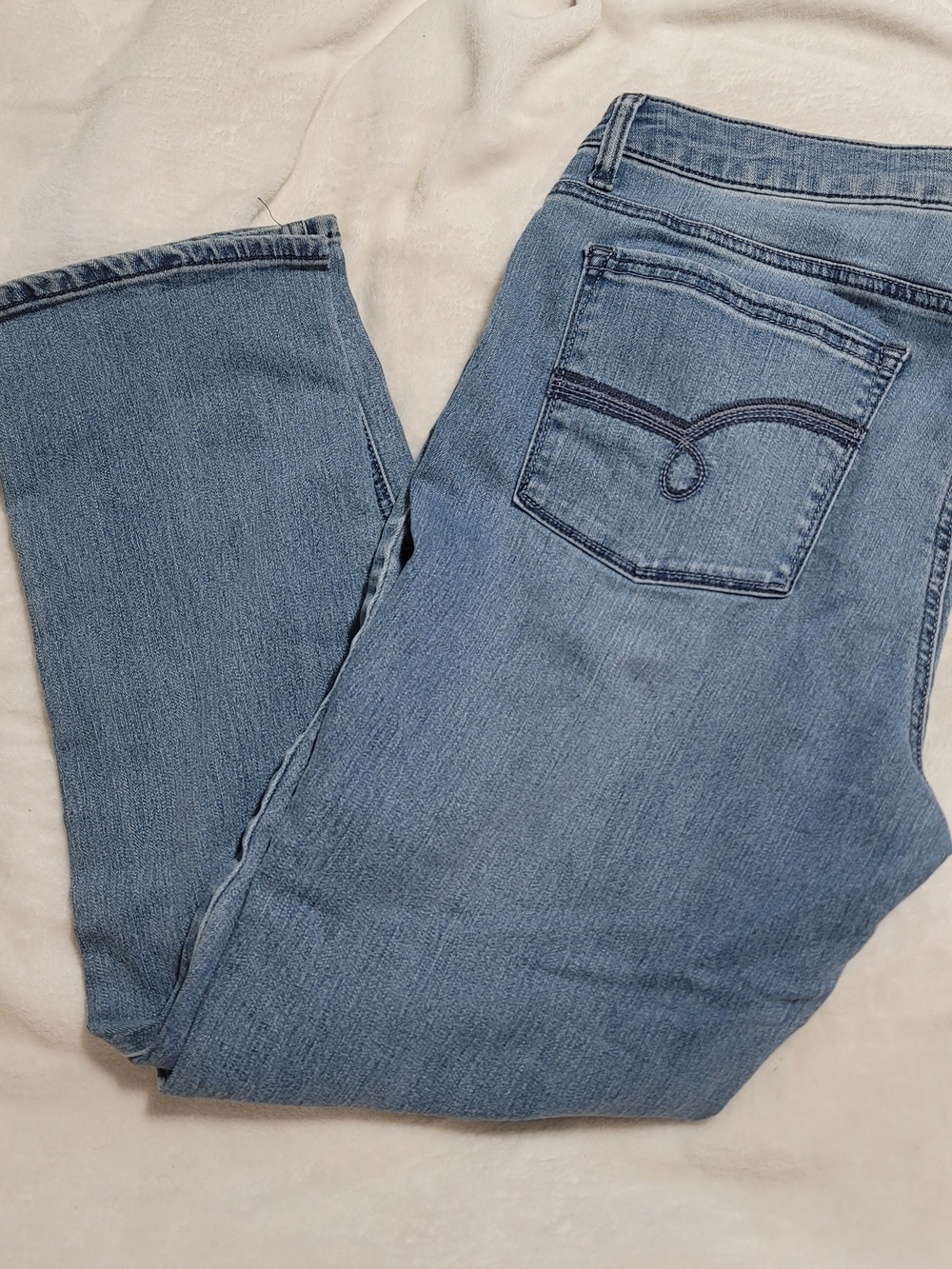 Lee Riders Jeans Sz 16P Petite Medium Wash Soft Stretchy Midrise Straight Leg